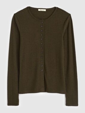 Madewell Waffle Knit Cutaway Crewneck Cardigan